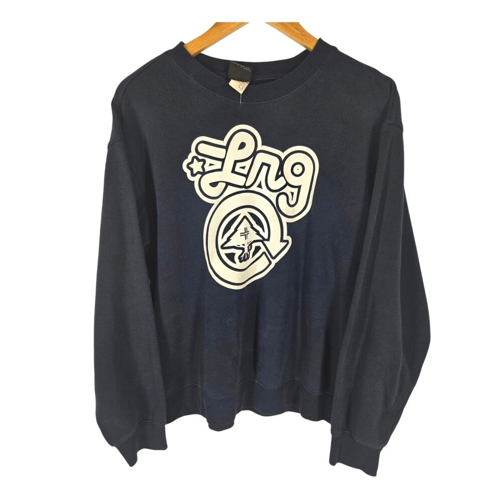 LRG MEN’S BLUE PULLOVER CREWNECK SWEATSHIRT –  SIZE MEDIUM – STREETWEAR GRAPHIC
